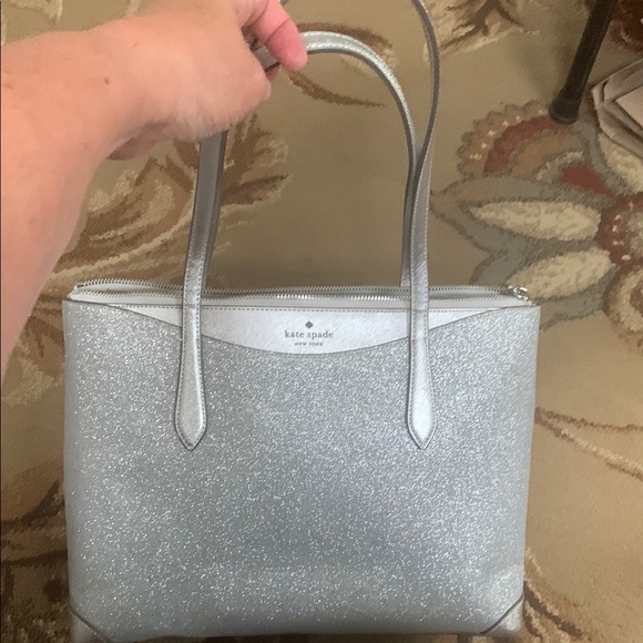 kate spade Handbags - Kate Spade Silver Tote Bag with Structured Design